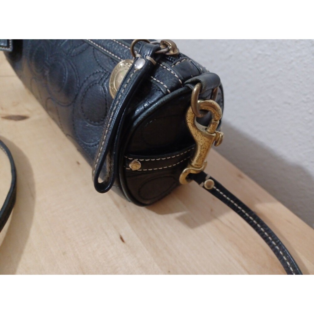 Vintage small Coach Rollbag in black Leather Signature - Picture 4 of 14
